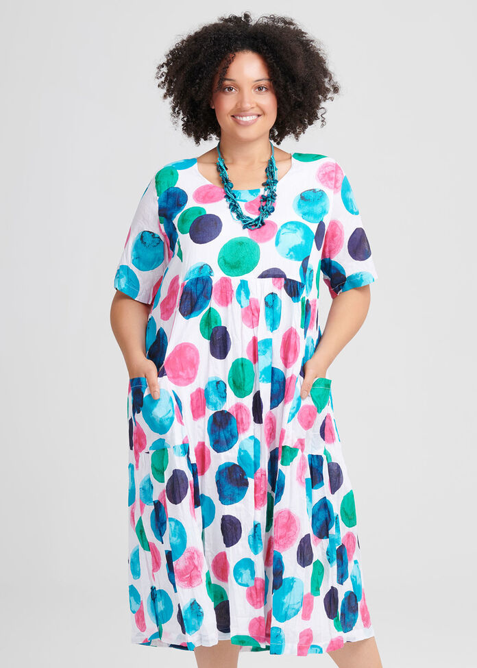 Cotton Abstract Art Dress, , hi-res