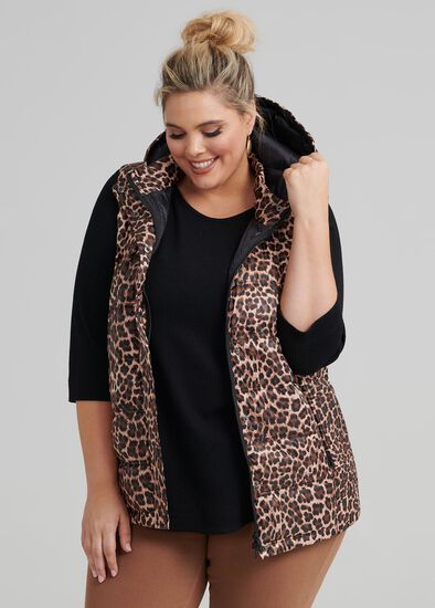 Plus Size Animal Puffer Vest