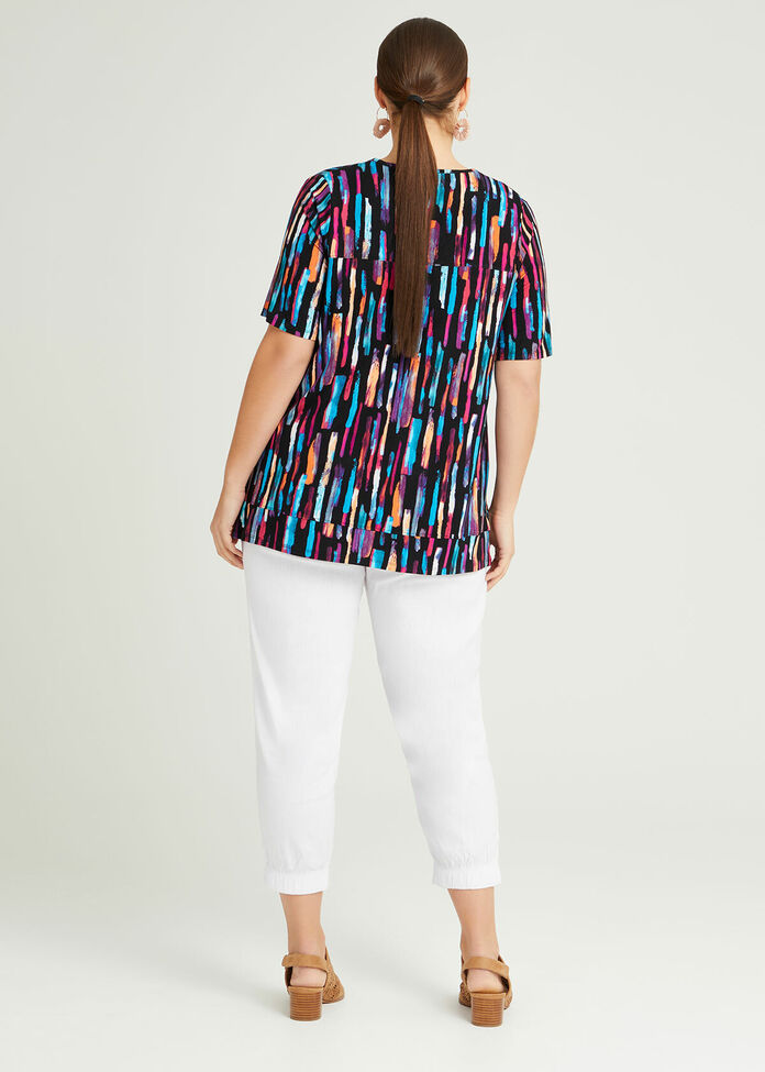 Bamboo Abstract Sia Vneck Top, , hi-res