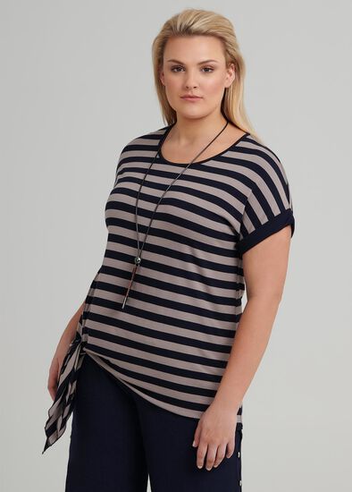 Plus Size Stripe Knot Top