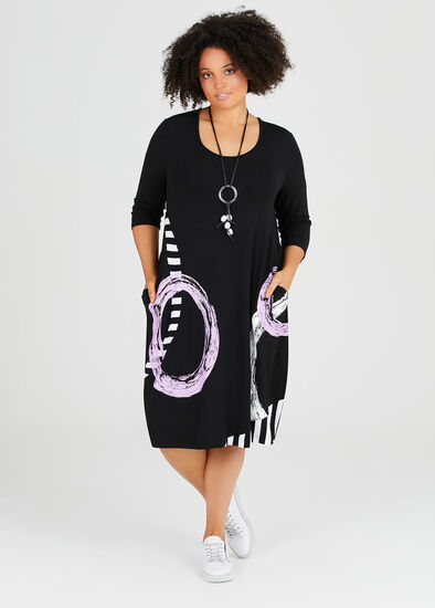 Plus Size Natural In Line 3/4 Sleeve Dress