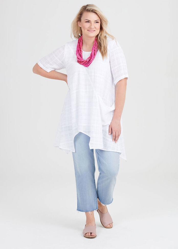 Cotton Textured Gauze Tunic, , hi-res