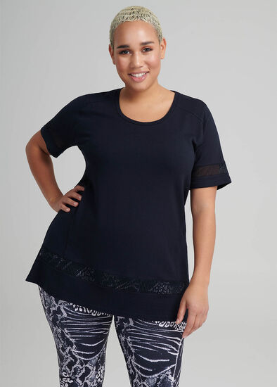 Plus Size Mesh Textured Active Tee