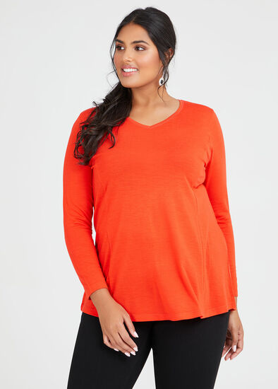 Plus Size Wool Bamboo V-neck Top