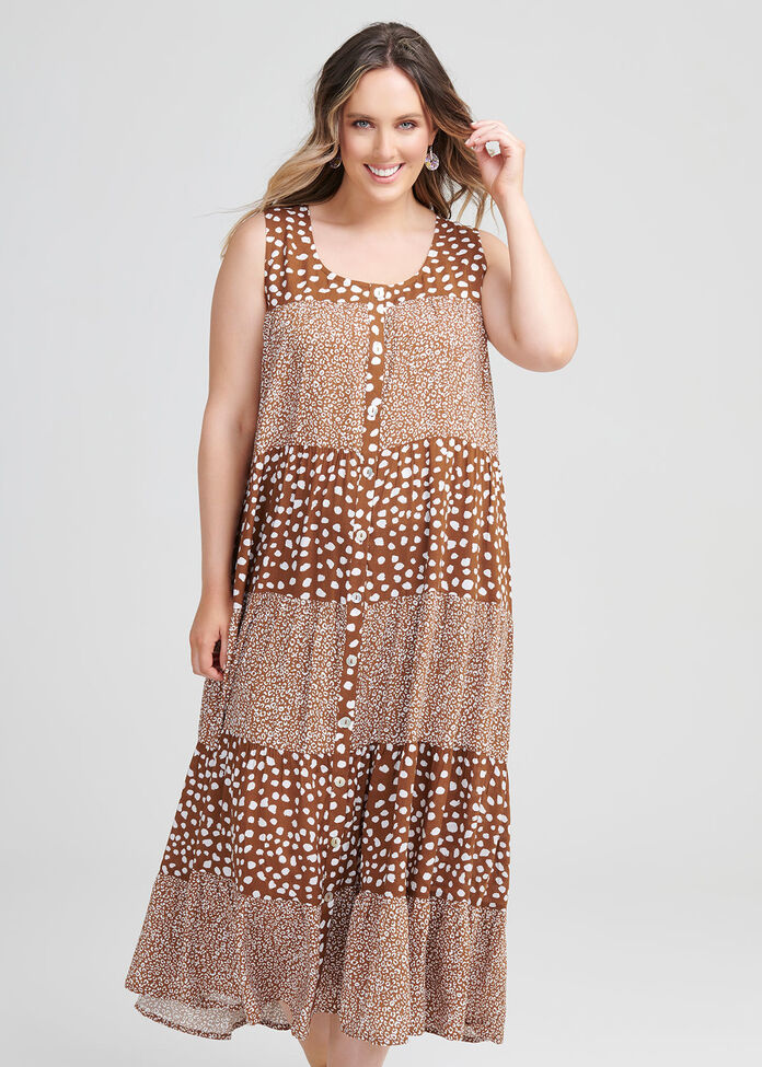 Natural Leopard Mix Dress, , hi-res