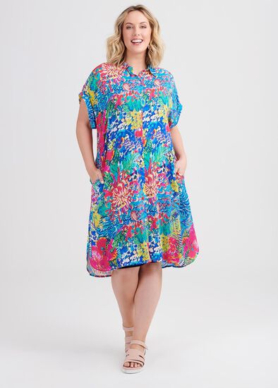 Plus Size Natural Floral Dress