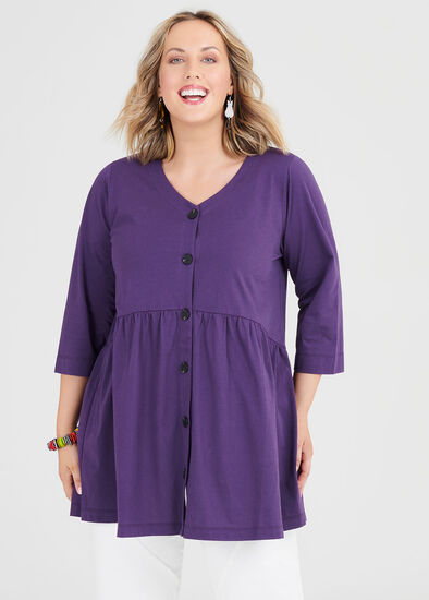 Plus Size Organic Button Tunic