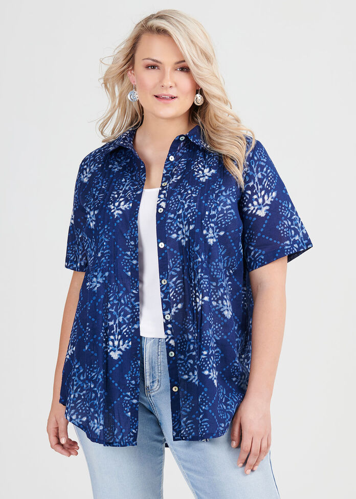 Cotton Floral Burst Shirt, , hi-res