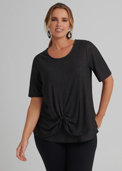 Plus Size Shimmer Knot Top