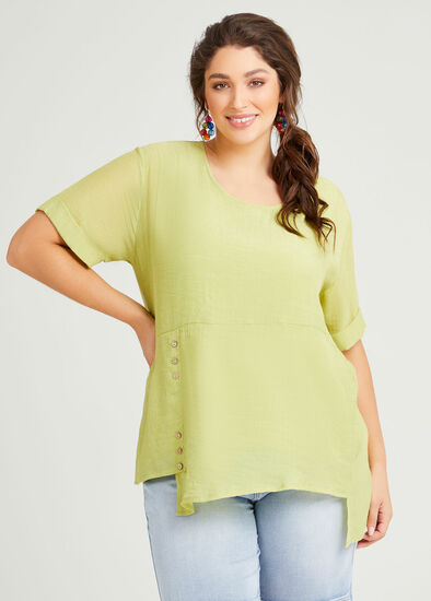 Plus Size Natural Layered Button Top