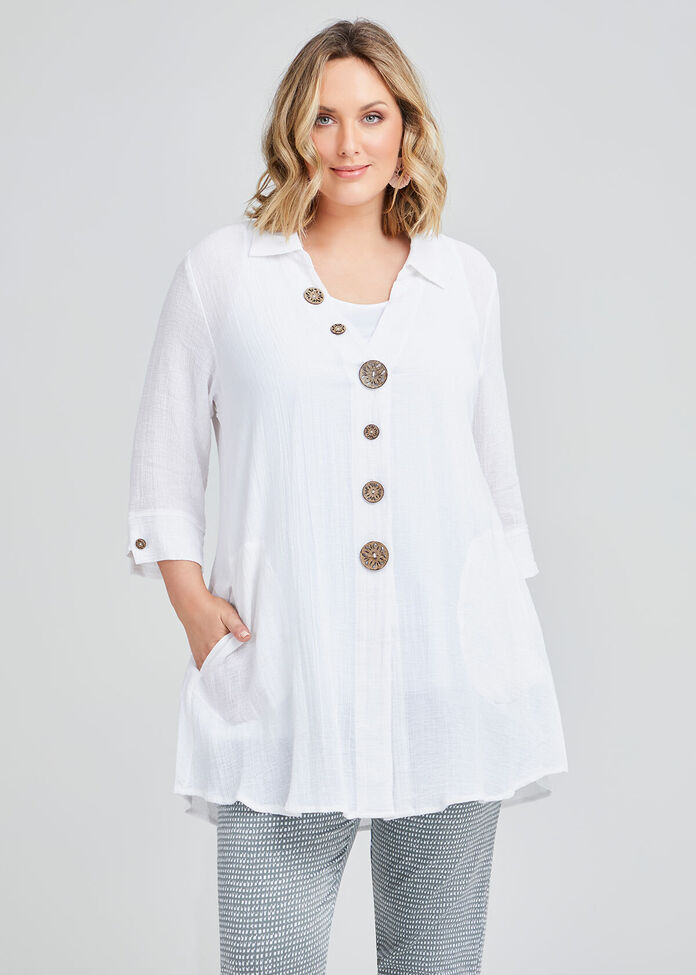 Maxine Linen Swing Shirt, , hi-res