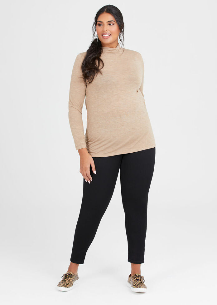 Wool Bamboo Mock Neck Top, , hi-res