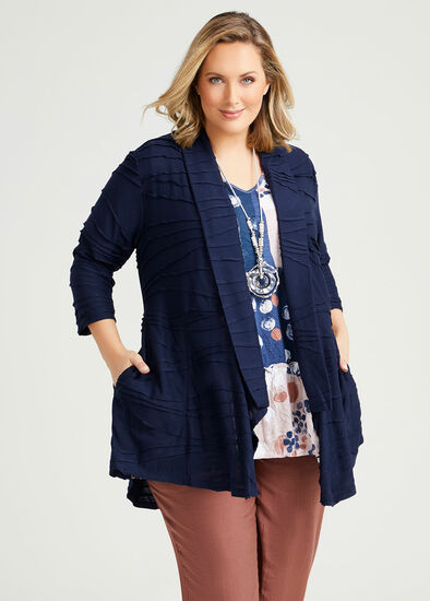 Plus Size Wave Ripple Cardigan