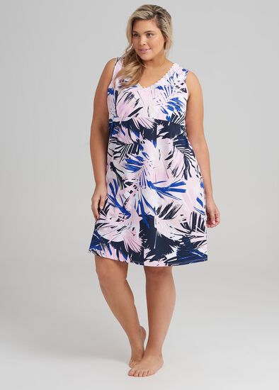 Plus Size Palm Sleeveless Nightie