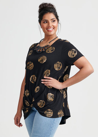 Plus Size Bamboo Metallic Spot Top