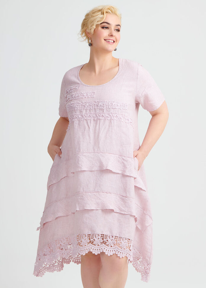 Linen Lace Dress, , hi-res