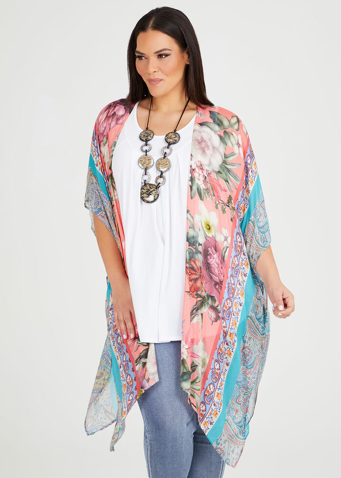 Floral Mix Print Cape, , hi-res