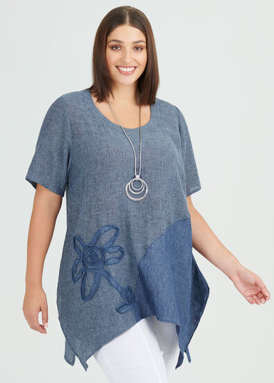 Plus Size Simply Blues Linen Tunic