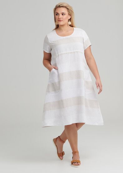 Plus Size Felice Stripe Linen Dress