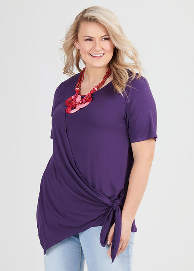 Plus Size Bamboo Asymmetric Knot Top