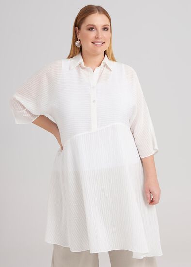 Plus Size 3/4 Sleeve Stripe Tunic