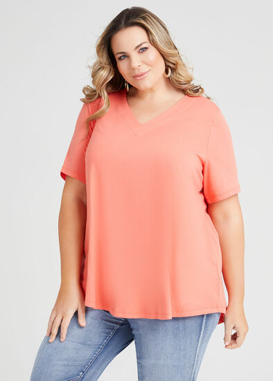 Plus Size Organic V-neck Swing Basic Tee