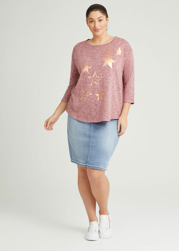 Cotton Sequin Star Top, , hi-res