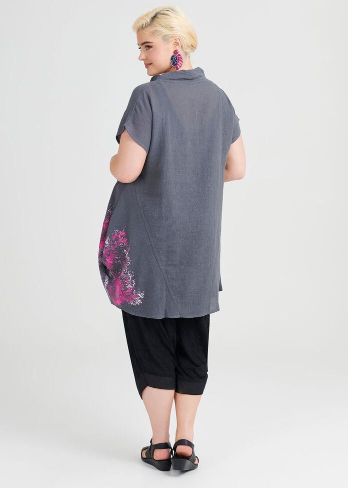 Titanium Linen Gauze Tunic, , hi-res