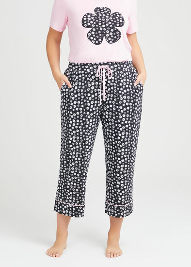 Plus Size Bamboo Fleur Pyjama Crop Pant