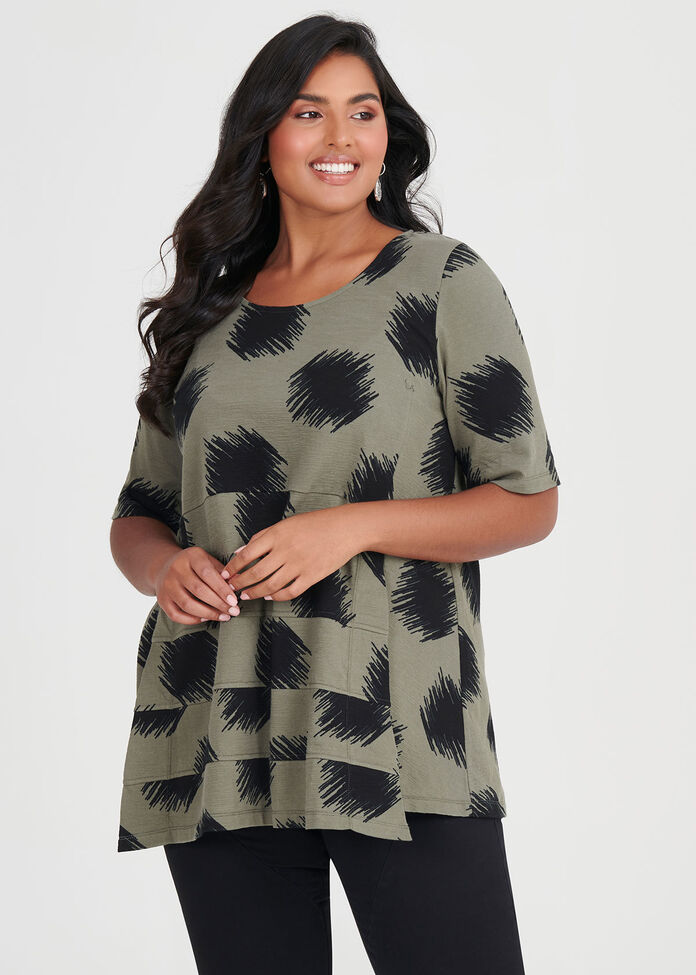 Cotton Maxi Spot Top, , hi-res