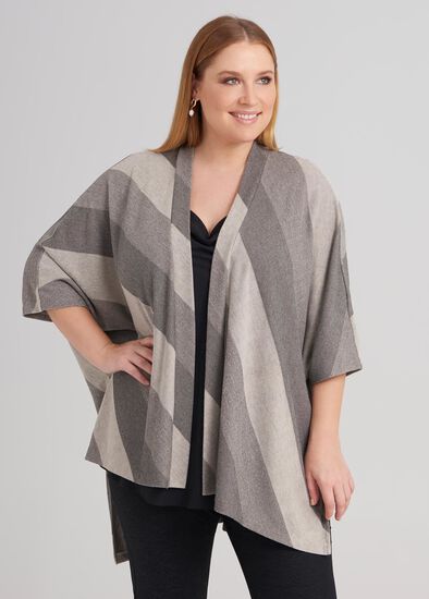 Plus Size Stripe Knit Cardi