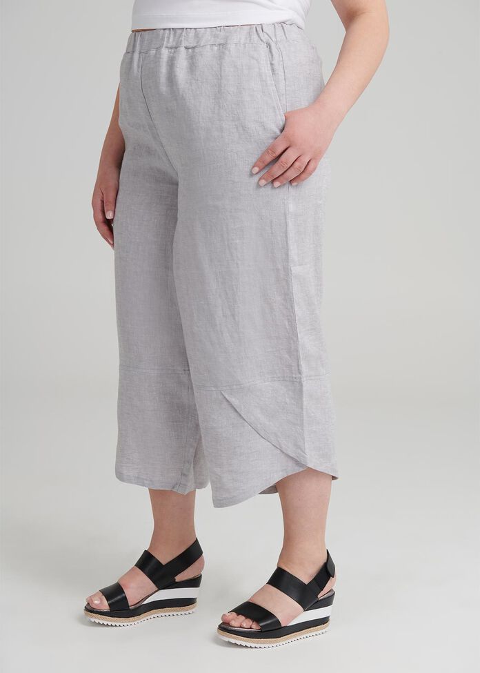 Aj Linen Crop Pant, , hi-res