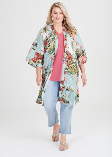 Plus Size Natural Tropicana Kimono