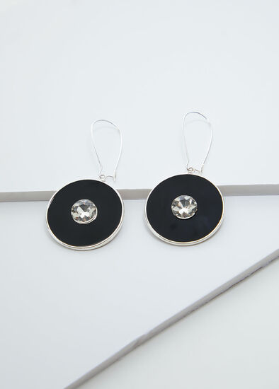 Black Enamel Disc Earrings