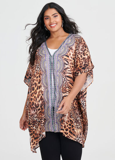 Plus Size Running Wild Viscose Kimono