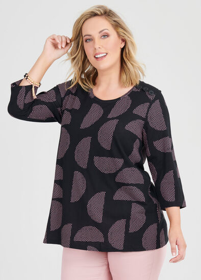 Plus Size Cotton Mix Spots Top