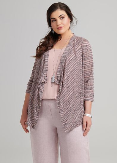 Plus Size Seashell Stripe Cardi