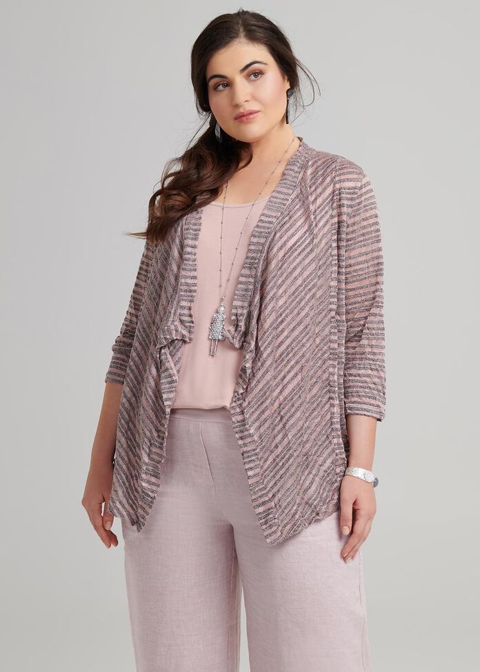 Seashell Stripe Cardi, , hi-res