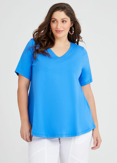 Plus Size Organic V-neck Swing Basic Tee