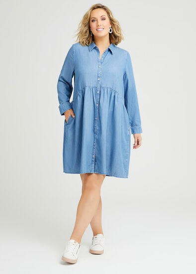 Plus Size Chambray Shirt Dress