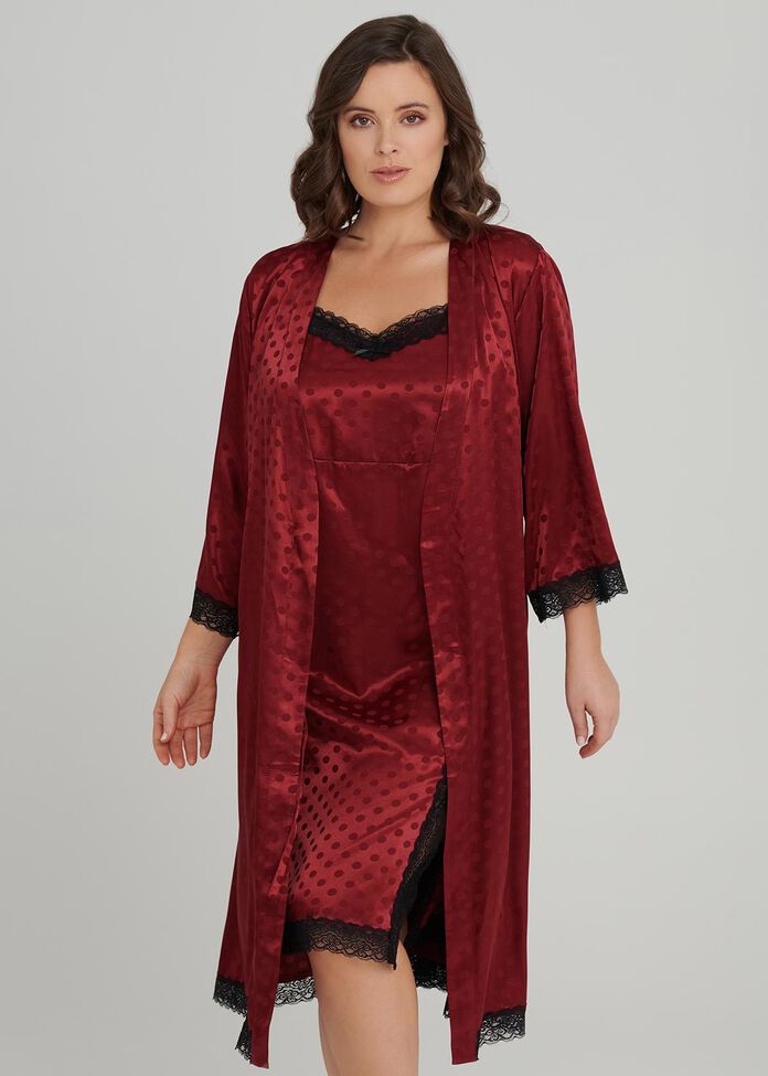 Lace Trim Robe, , hi-res