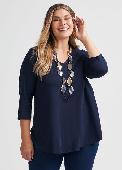 Plus Size Organic V-neck Swing Top