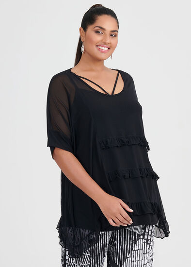 Plus Size Mesh Frilly Days Overtop