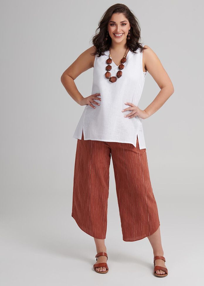 Linen Layla Crop Pant, , hi-res