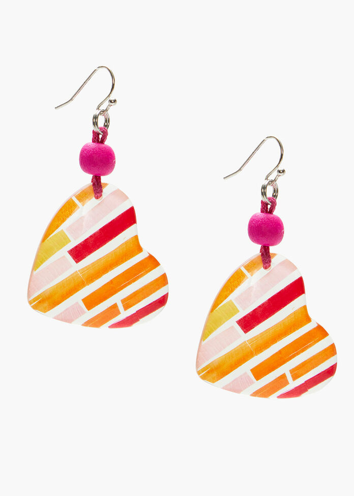 Heart Stripe Earrings, , hi-res