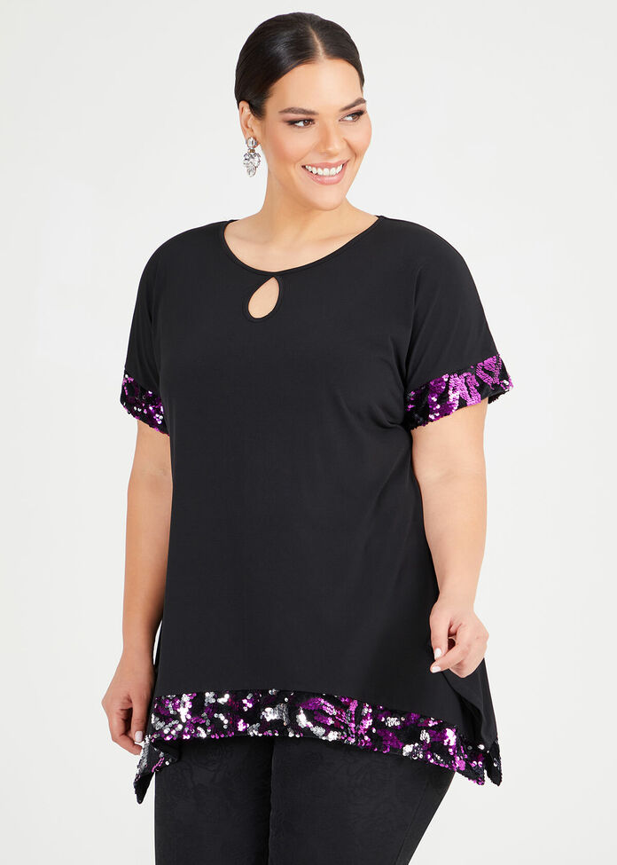 Purple Amethyst Sequin Top, , hi-res