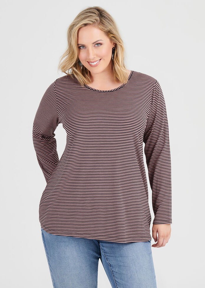 Wool Bamboo Stripe Top, , hi-res