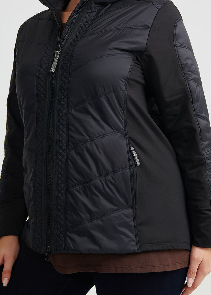 Luxe Quilt Hooded Jacket, , hi-res