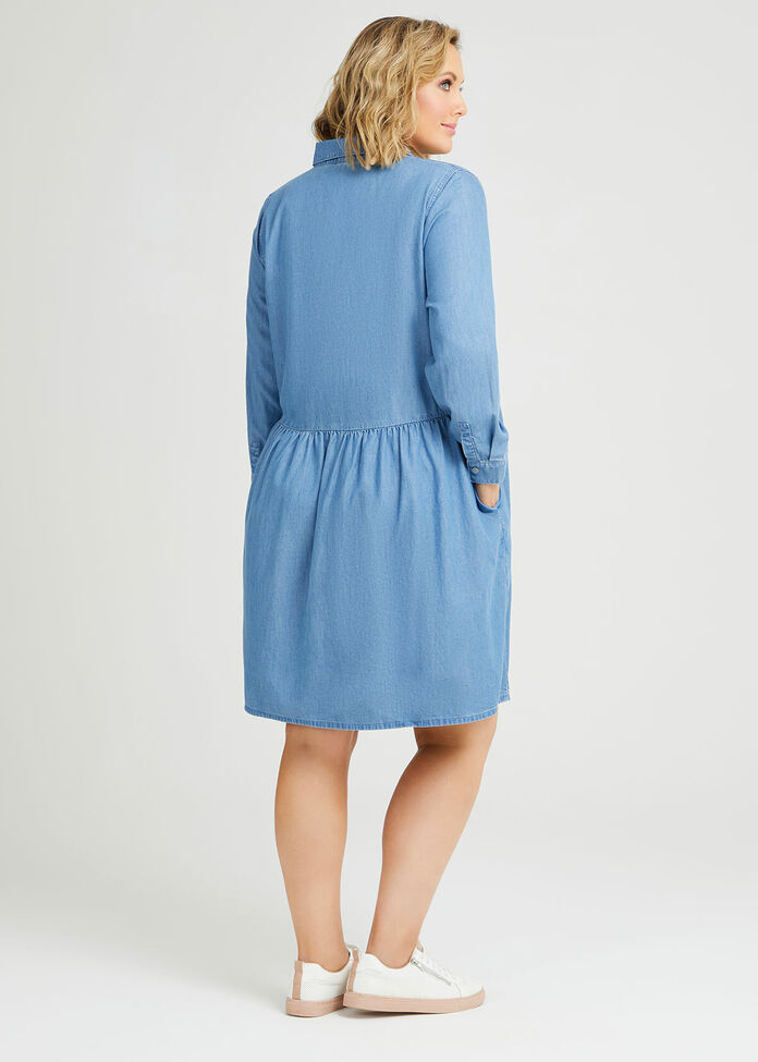 Chambray Shirt Dress, , hi-res