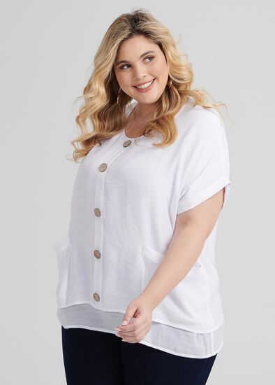 Plus Size Buttons Relaxed Top